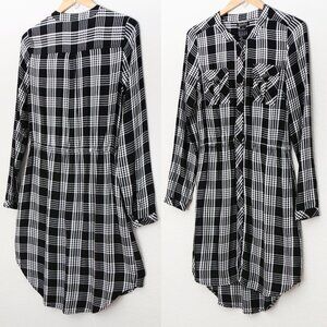 Lucky Brand Women's S Plaid Long Sleeve Flannel Shirt Dress Soft Cozy Pockets
